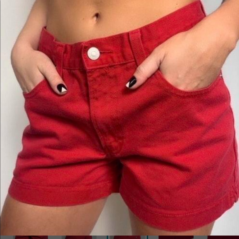 Jordache High Rise Red Denim Shorts
